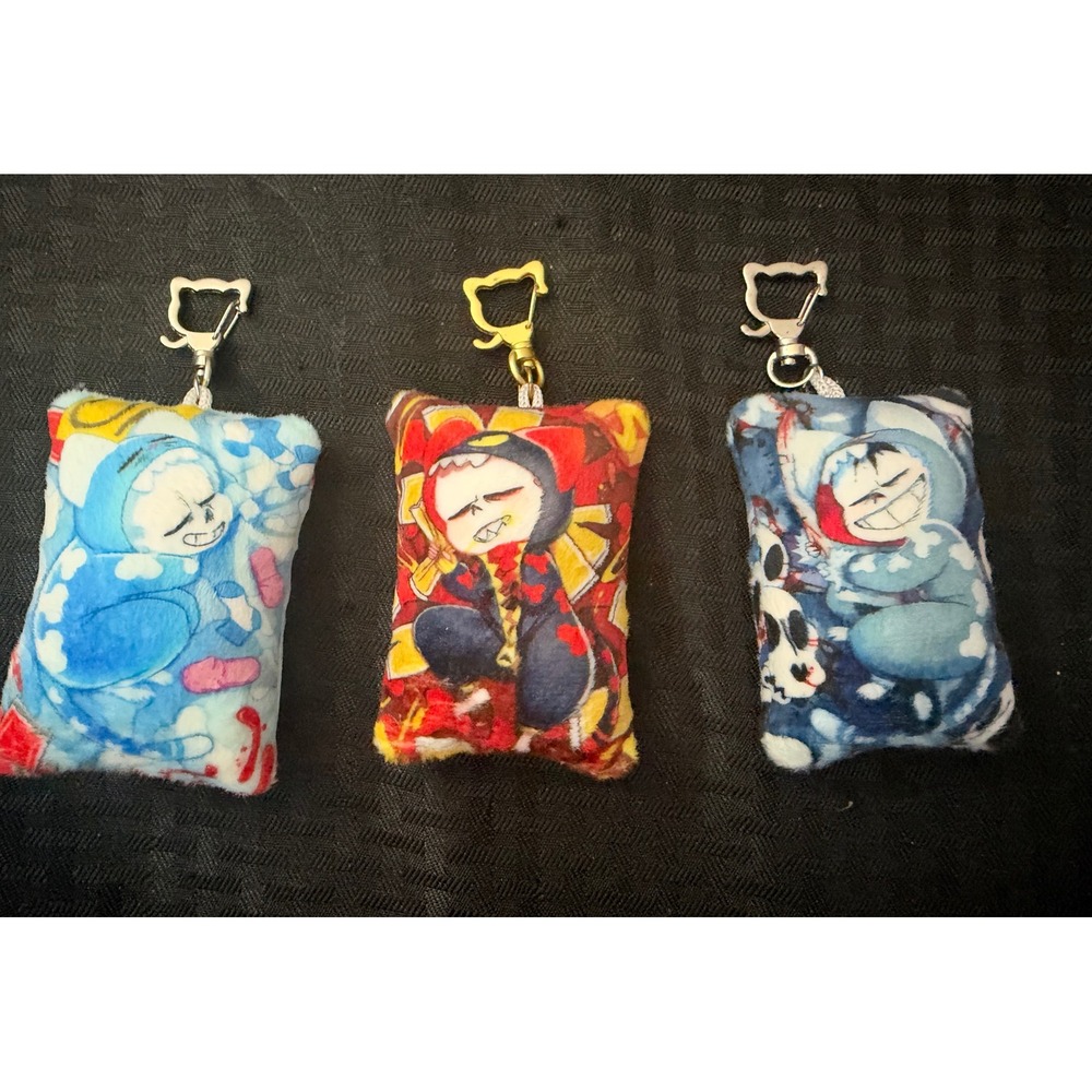 PoetaxArt Undertale Sans AU Bitty Pillow Keychain Lot 3 Underfell Horror Plush